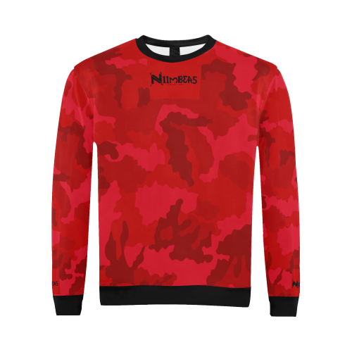 NUMBERS Collection Ready Red Camo All Over Print Crewneck Sweatshirt for Men (Model H18)