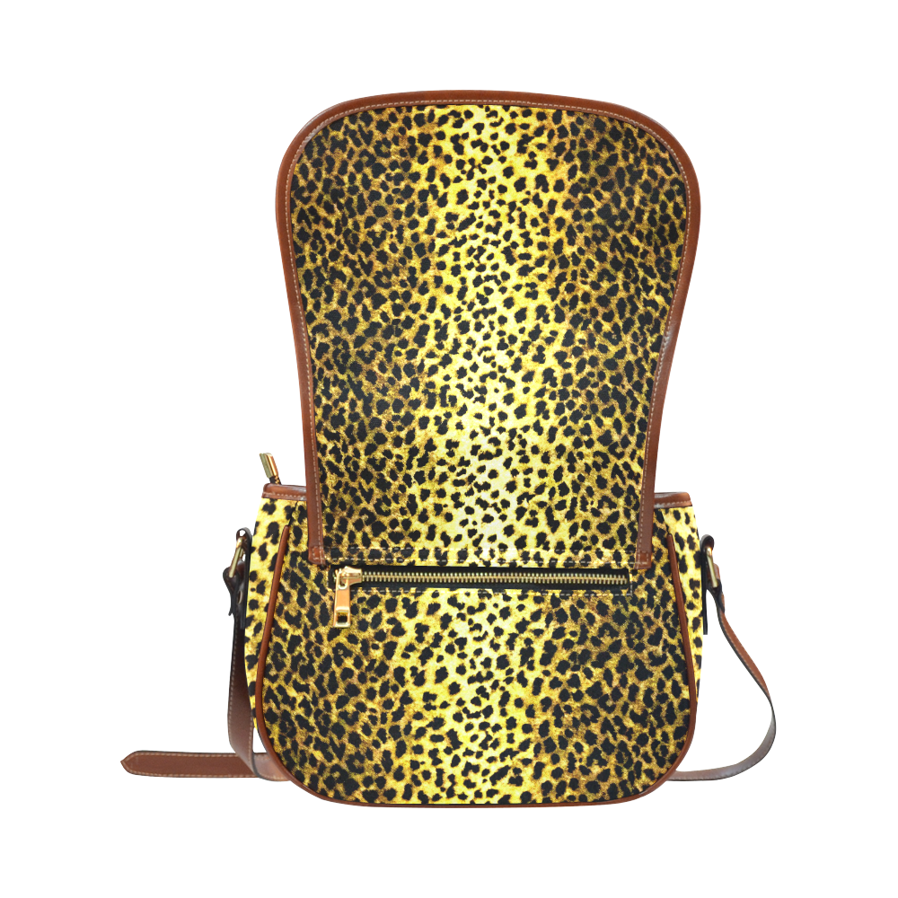 LEOPARD faux fur wallpaper Saddle Bag/Large (Model 1649)