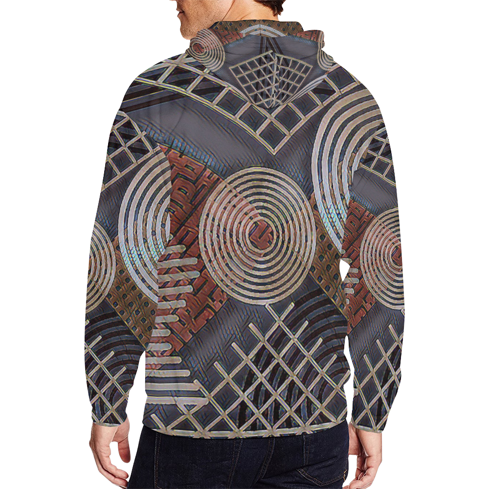 Squares & Circles P&G All Over Print Full Zip Hoodie for Men/Large Size (Model H14)