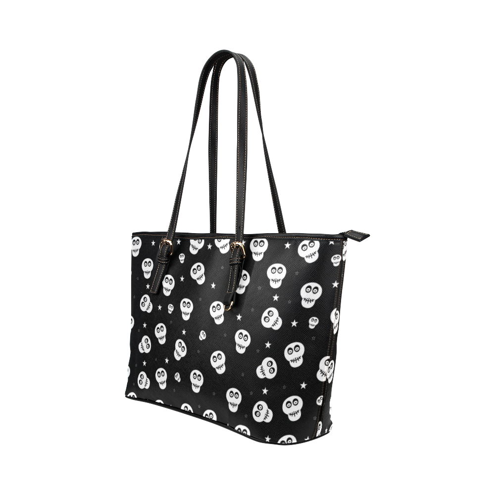 Star Skulls Leather Tote Bag/Small (Model 1651)