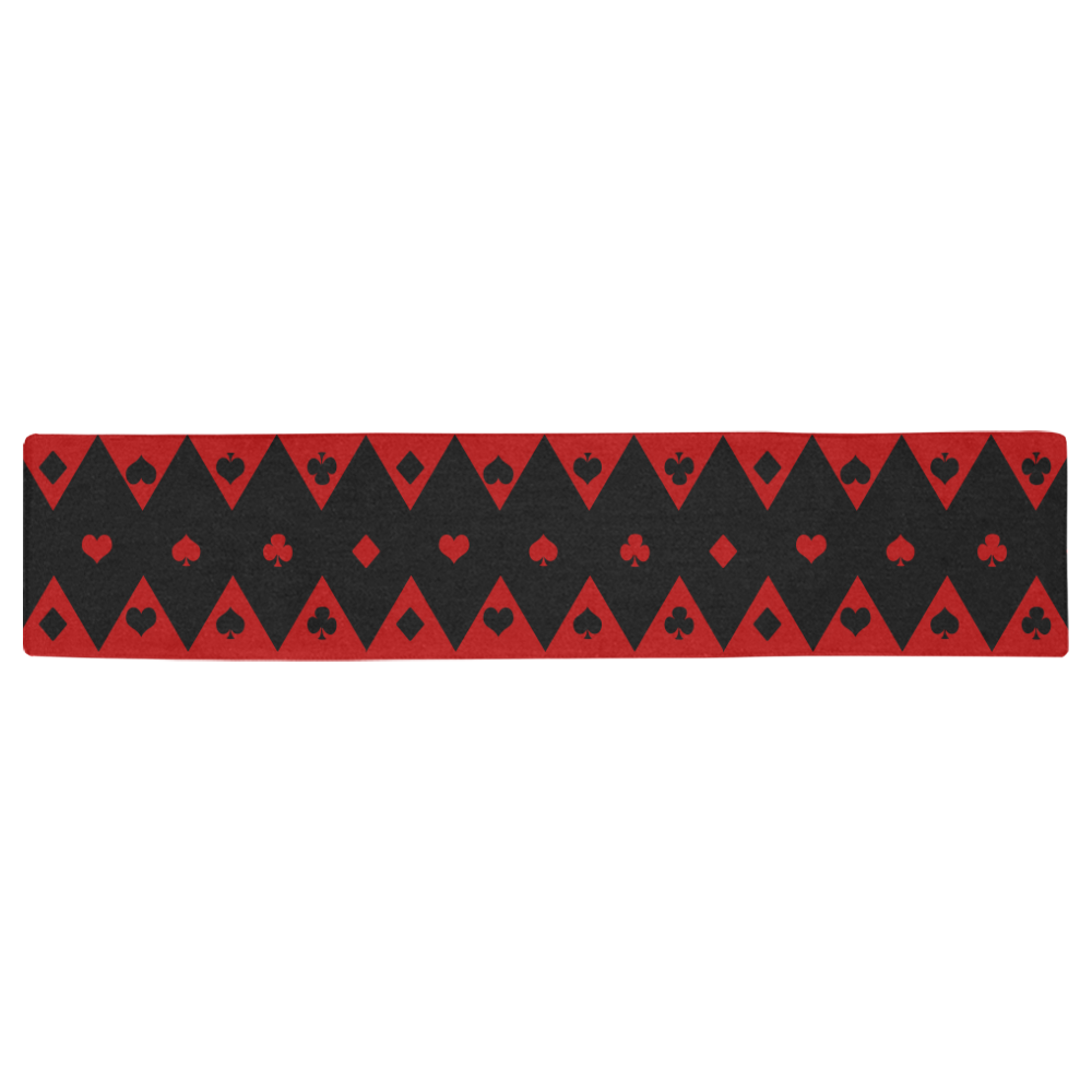 Black Red Play Card Shapes Table Runner 16x72 inch