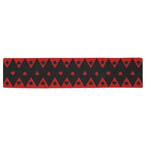 Black Red Play Card Shapes Table Runner 16x72 inch