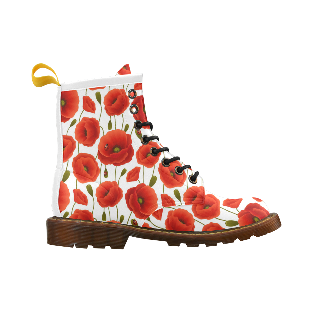 Poppy Pattern High Grade PU Leather Martin Boots For Women Model 402H