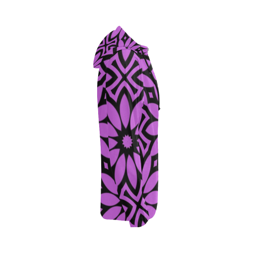 Purple/Black Flowery Pattern All Over Print Full Zip Hoodie for Women (Model H14)