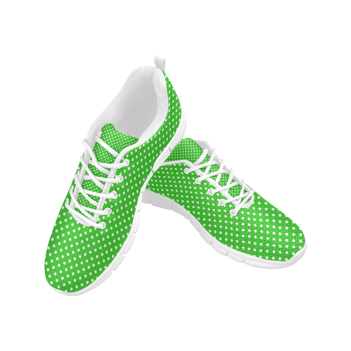 Green polka dots Women's Breathable Running Shoes/Large (Model 055)