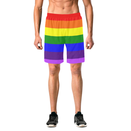 Rainbow Flag (Gay Pride - LGBTQIA+) Men's All Over Print Elastic Beach Shorts (Model L20)