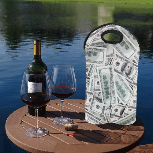 Cash Money / Hundred Dollar Bills 2-Bottle Neoprene Wine Bag