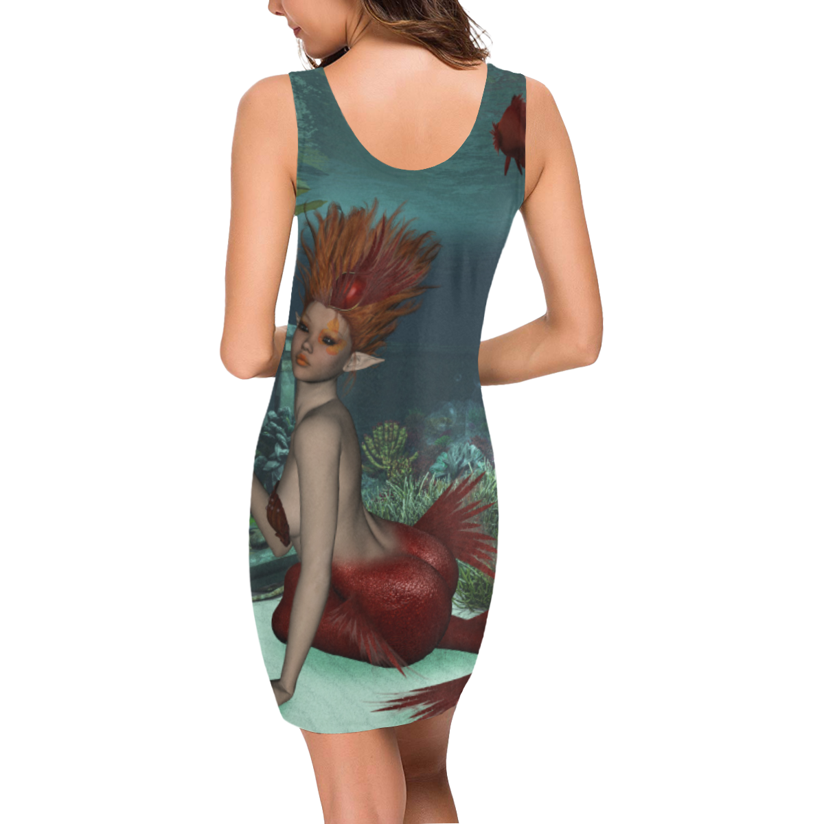 Beautiful mermaid and fantasy fish Medea Vest Dress (Model D06)
