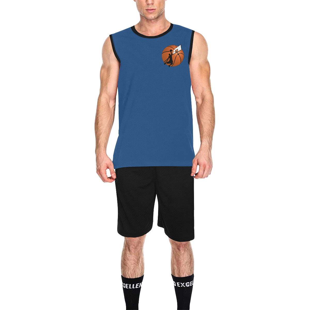 Slam Dunk Basketball Player Cerulean Blue and Black All Over Print Basketball Uniform