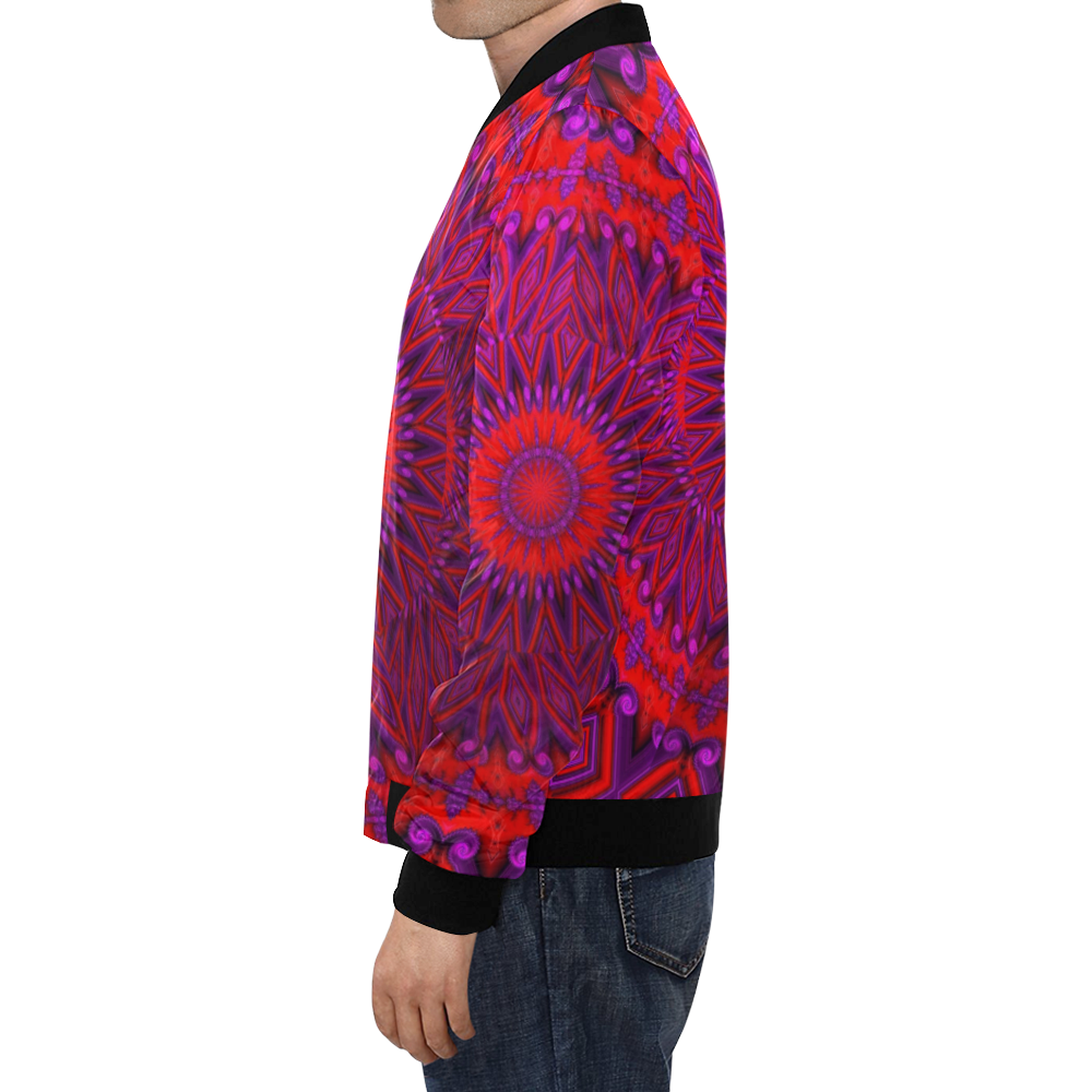 Indian Blanket Under Glass Fractal Mandala All Over Print Bomber Jacket for Men/Large Size (Model H19)