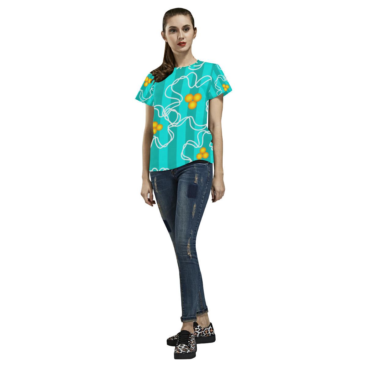 Flowers All Over Print T-Shirt for Women (USA Size) (Model T40)