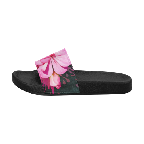 Pink flower, color splash, floral eruption Women's Slide Sandals (Model 057)