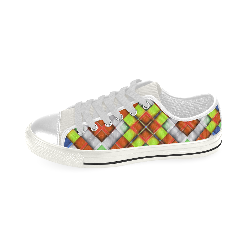 colorful geometric pattern Men's Classic Canvas Shoes (Model 018)
