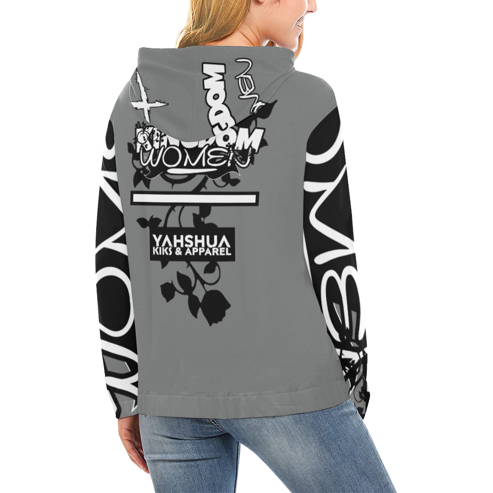 Gray 2 All Over Print Hoodie for Women (USA Size) (Model H13)