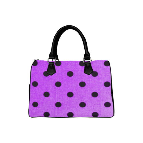 Purple Metallic Ladybug Polka Dots Design Boston Handbag (Model 1621)