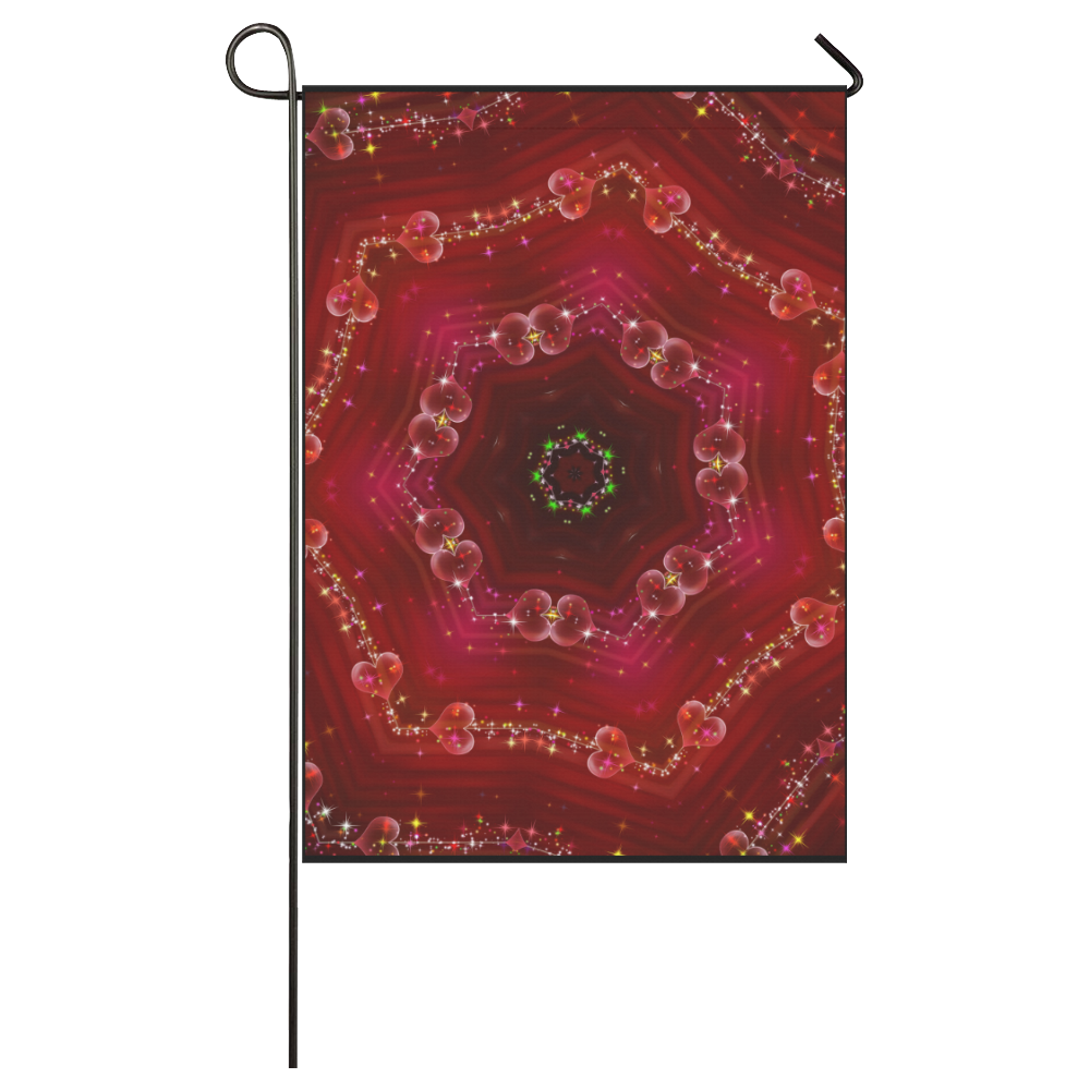 Love and Romance Glittering Ruby and Diamond Heart Garden Flag 28''x40'' （Without Flagpole）