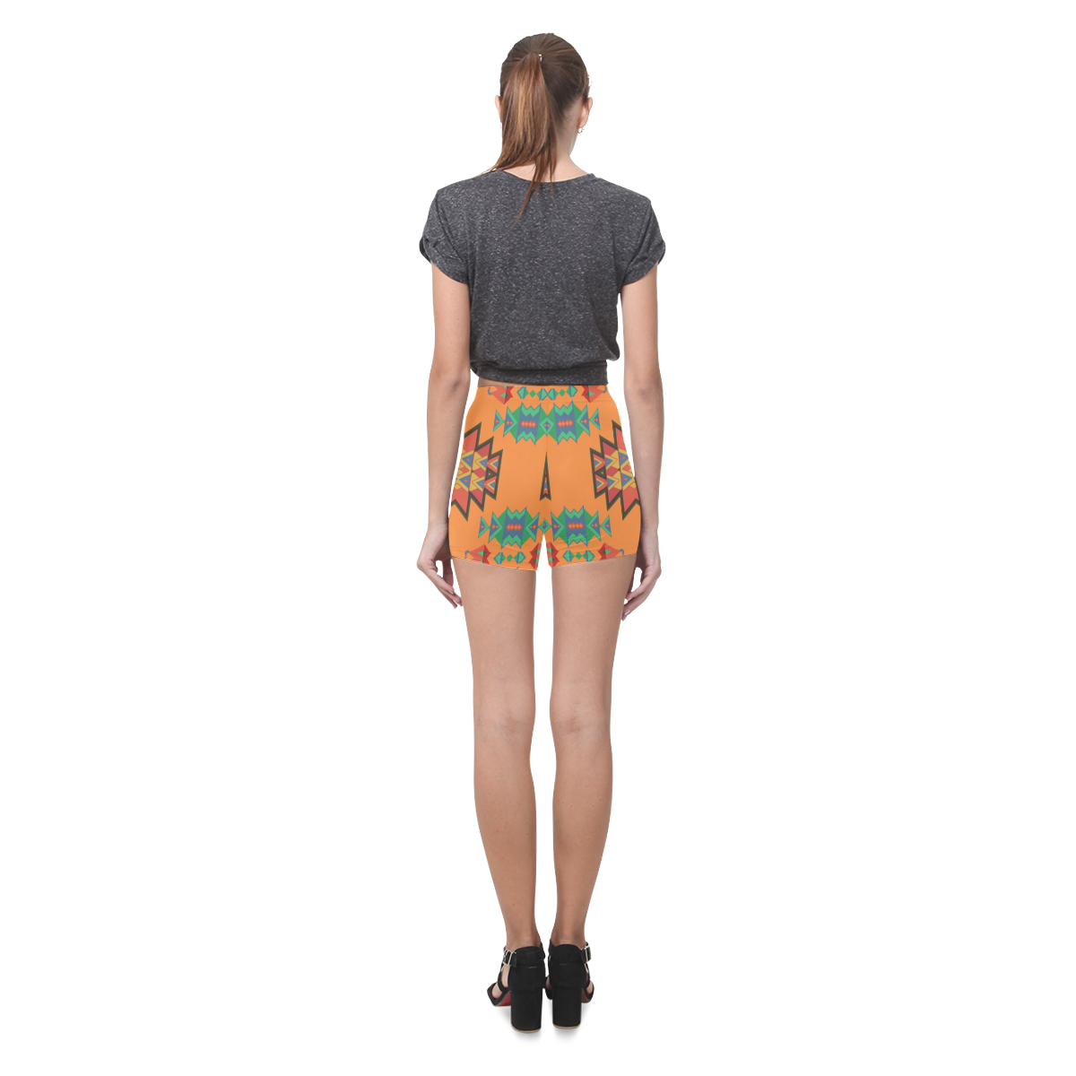 Misc shapes on an orange background Briseis Skinny Shorts (Model L04)
