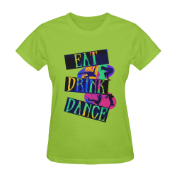 Break Dancing Colorful on Green Sunny Women's T-shirt (Model T05)