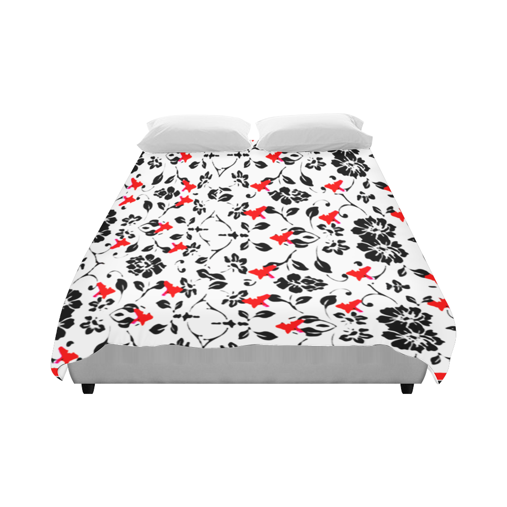 Tiny red and black floral duvet cover Duvet Cover 86"x70" ( All-over-print)