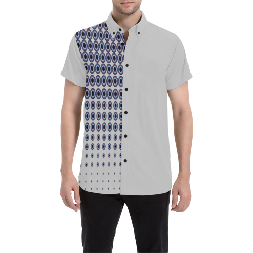 Halftone Gray Men's All Over Print Short Sleeve Shirt (Model T53)