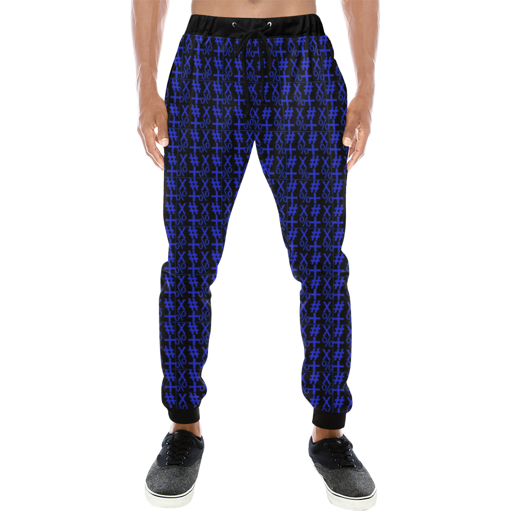NUMBERS Collection Symbols Blue/Black Men's All Over Print Sweatpants (Model L11)