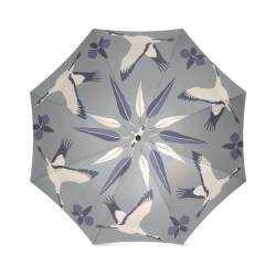 Oiseau Fleur Grey Umbrella Foldable Umbrella (Model U01)