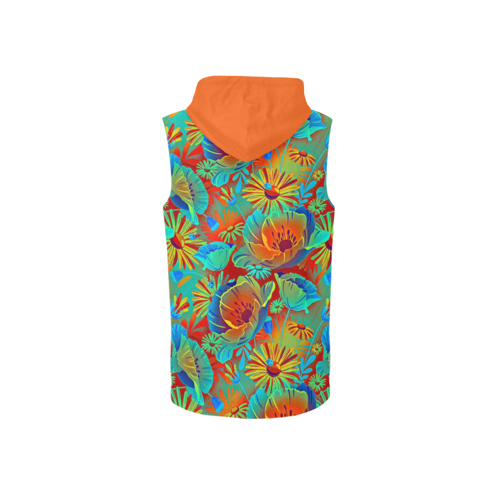 bright tropical floral All Over Print Sleeveless Zip Up Hoodie for Women (Model H16)