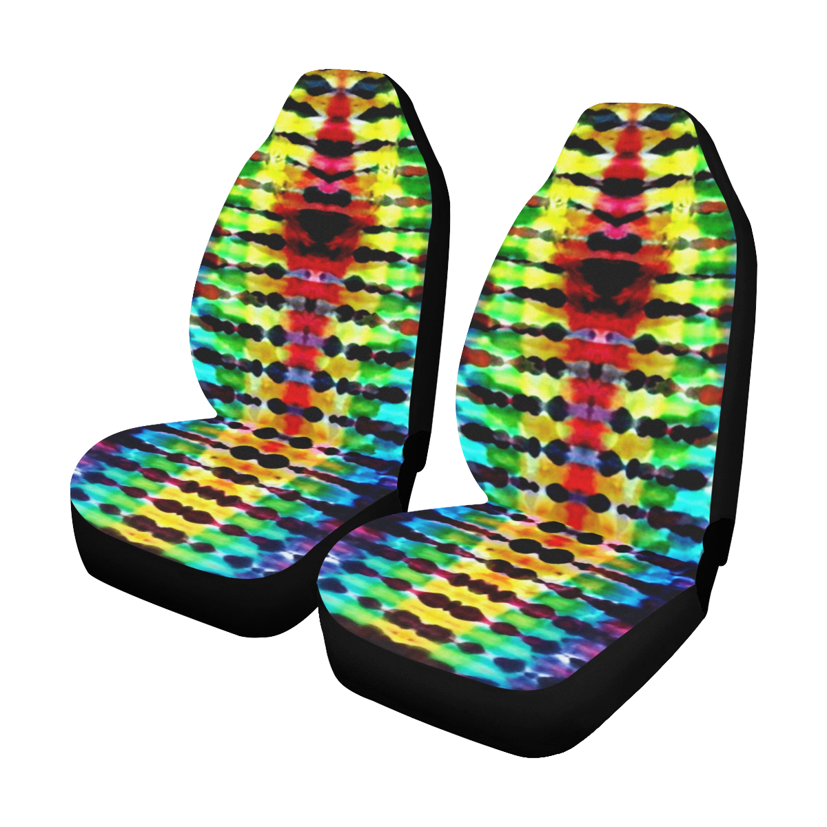 Rainbow Tie Dye Stripe Car Seat Covers (Set of 2)
