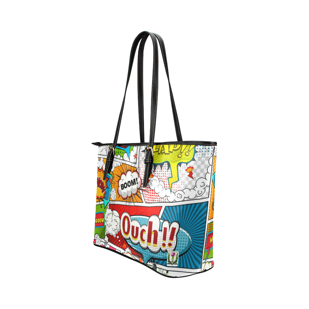 Fairlings Delight's Pop Art Collection- Comic Bubbles 53086ouch1R Leather Tote Bag/Small Leather Tote Bag/Small (Model 1651)