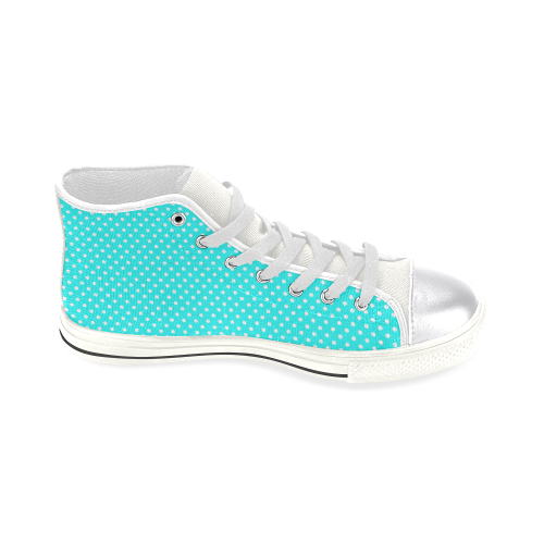 Baby blue polka dots Women's Classic High Top Canvas Shoes (Model 017)