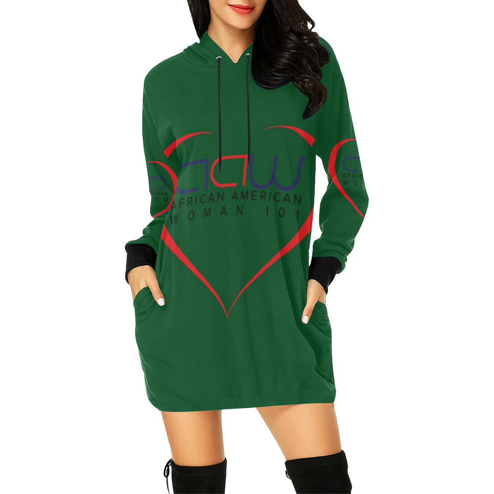 AAW101 Green Sweater Dress All Over Print Hoodie Mini Dress (Model H27)