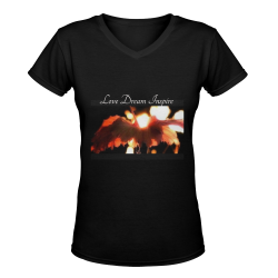 Tangerine Sunset #LoveDreamInspireCo Women's Deep V-neck T-shirt (Model T19)