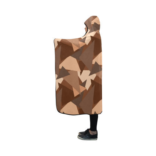 Brown Chocolate Caramel Camouflage Hooded Blanket 50''x40''