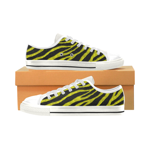 Ripped SpaceTime Stripes - Yellow Men's Classic Canvas Shoes (Model 018)
