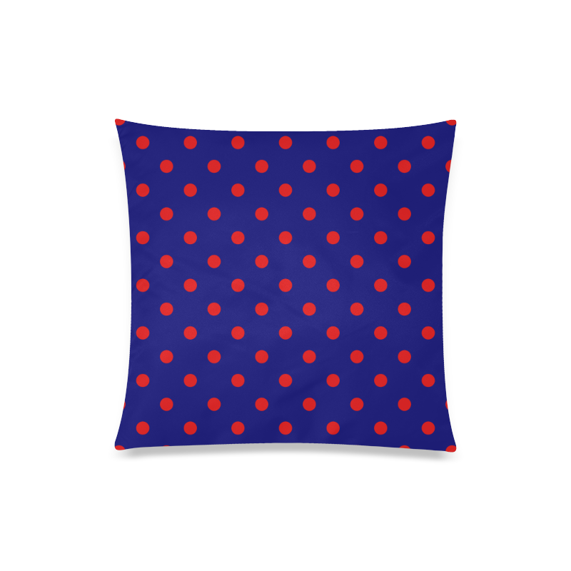 Polka Dots Red on Blue Custom Zippered Pillow Case 20"x20"(Twin Sides)