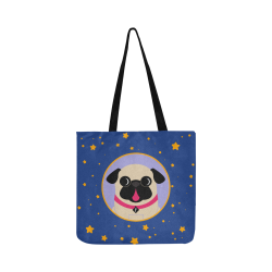 Fawn Pug in Lavender & Turquoise Circles Reusable Shopping Bag Model 1660 (Two sides)
