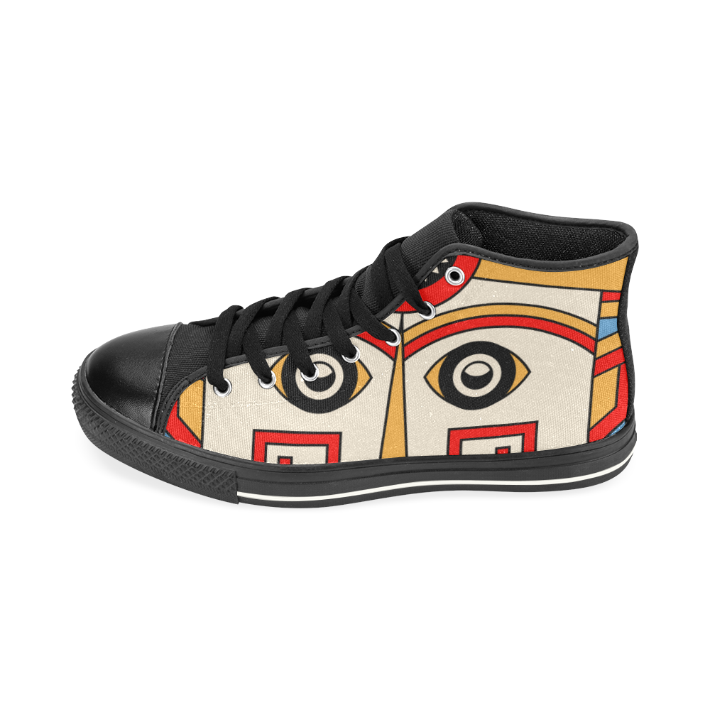 Aztec Religion Tribal High Top Canvas Shoes for Kid (Model 017)