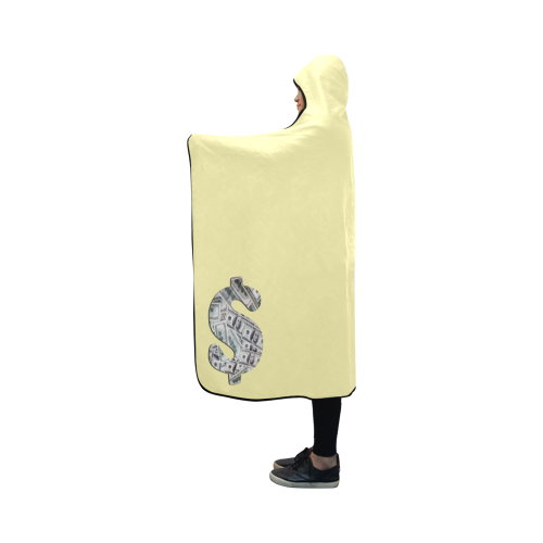 Hundred Dollar Bills - Money Sign Yellow Hooded Blanket 50''x40''