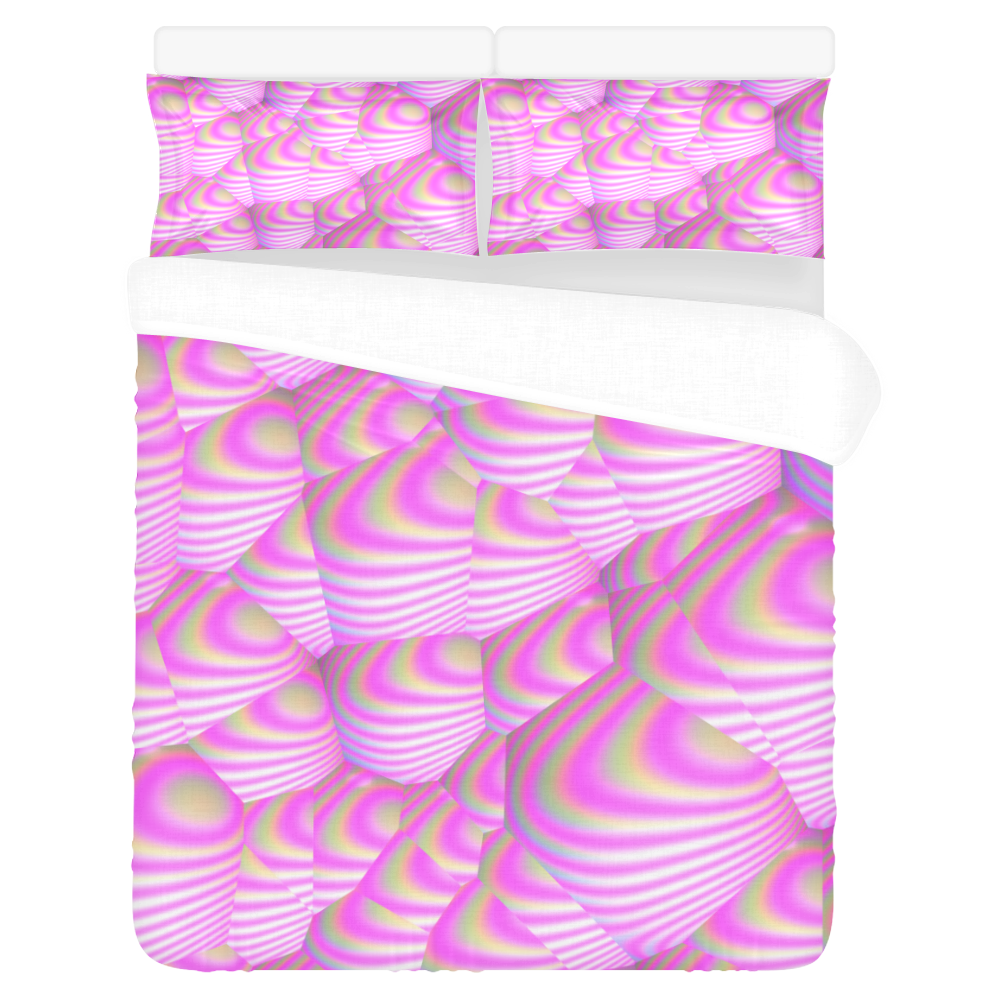 pink strips 3-Piece Bedding Set