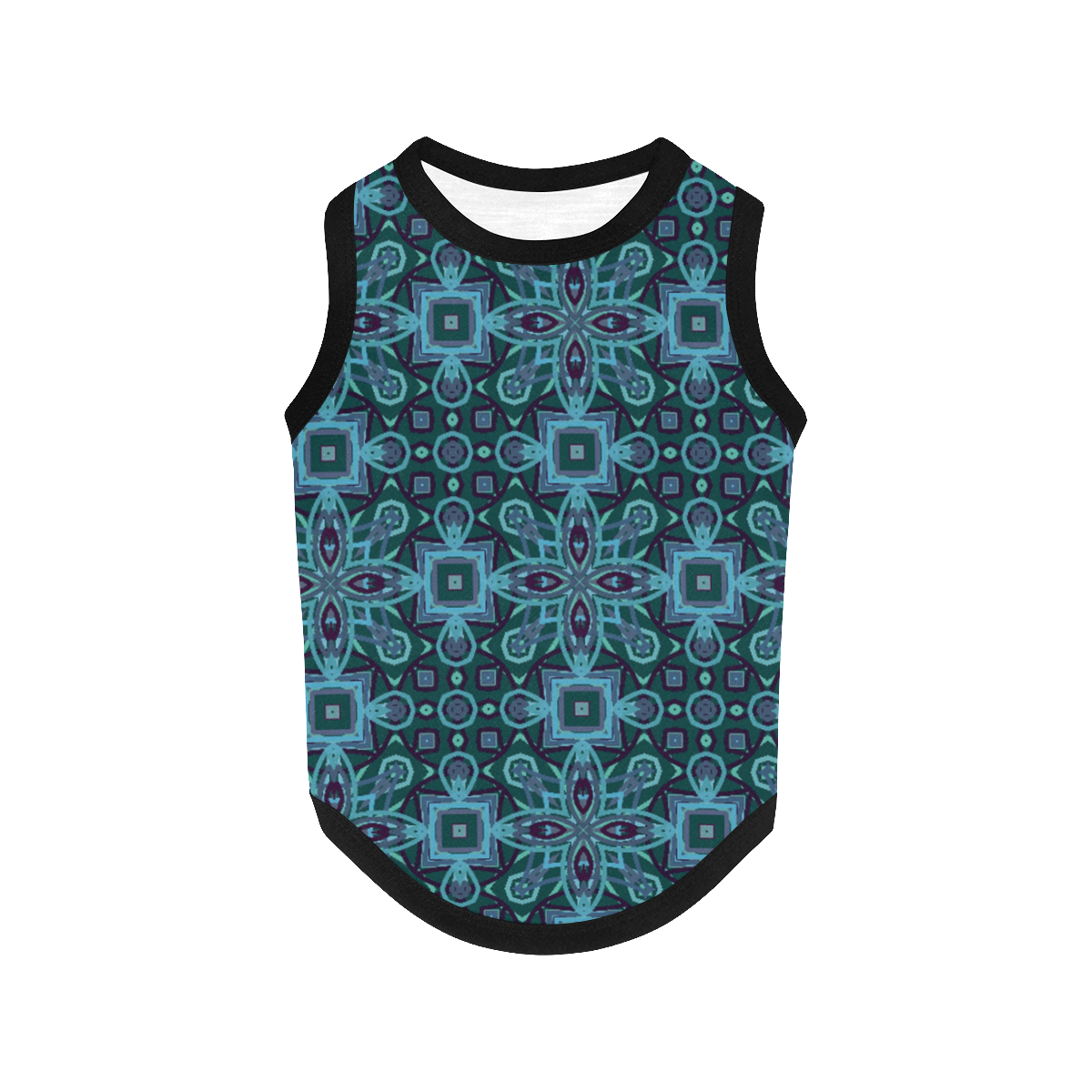 Turquoise Blue Damask Delight All Over Print Pet Tank Top