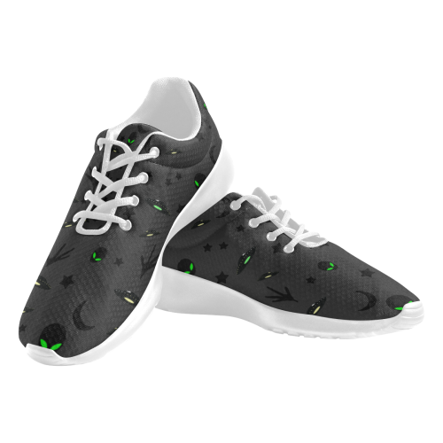 Alien Flying Saucers Stars Pattern (Charcoal/White) Men's Athletic Shoes (Model 0200)