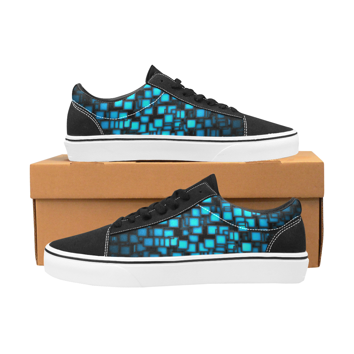 skate pixel Men's Low Top Skateboarding Shoes (Model E001-2)