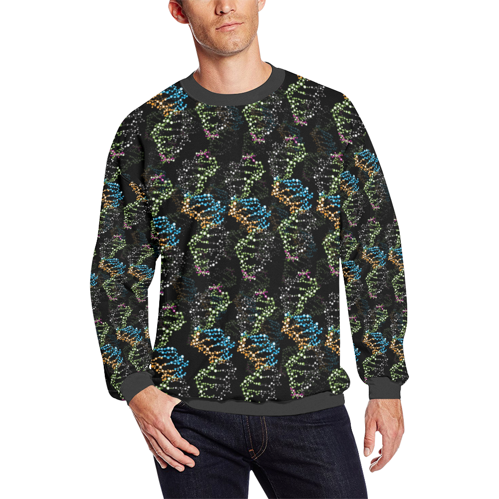DNA pattern - Biology - Scientist Men's Oversized Fleece Crew Sweatshirt/Large Size(Model H18)