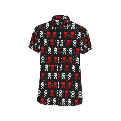Skull and Crossbones Men's All Over Print Short Sleeve Shirt/Large Size (Model T53)