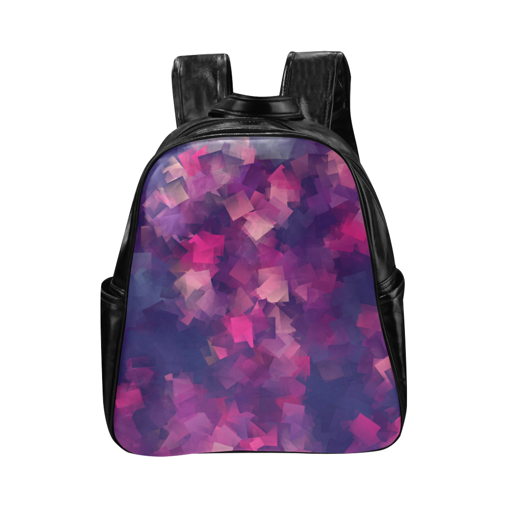 purple pink magenta cubism #modern Multi-Pockets Backpack (Model 1636)