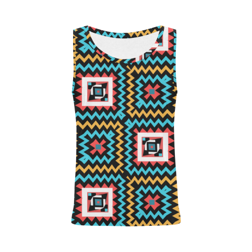Shapes on a black background All Over Print Tank Top for Women (Model T43)
