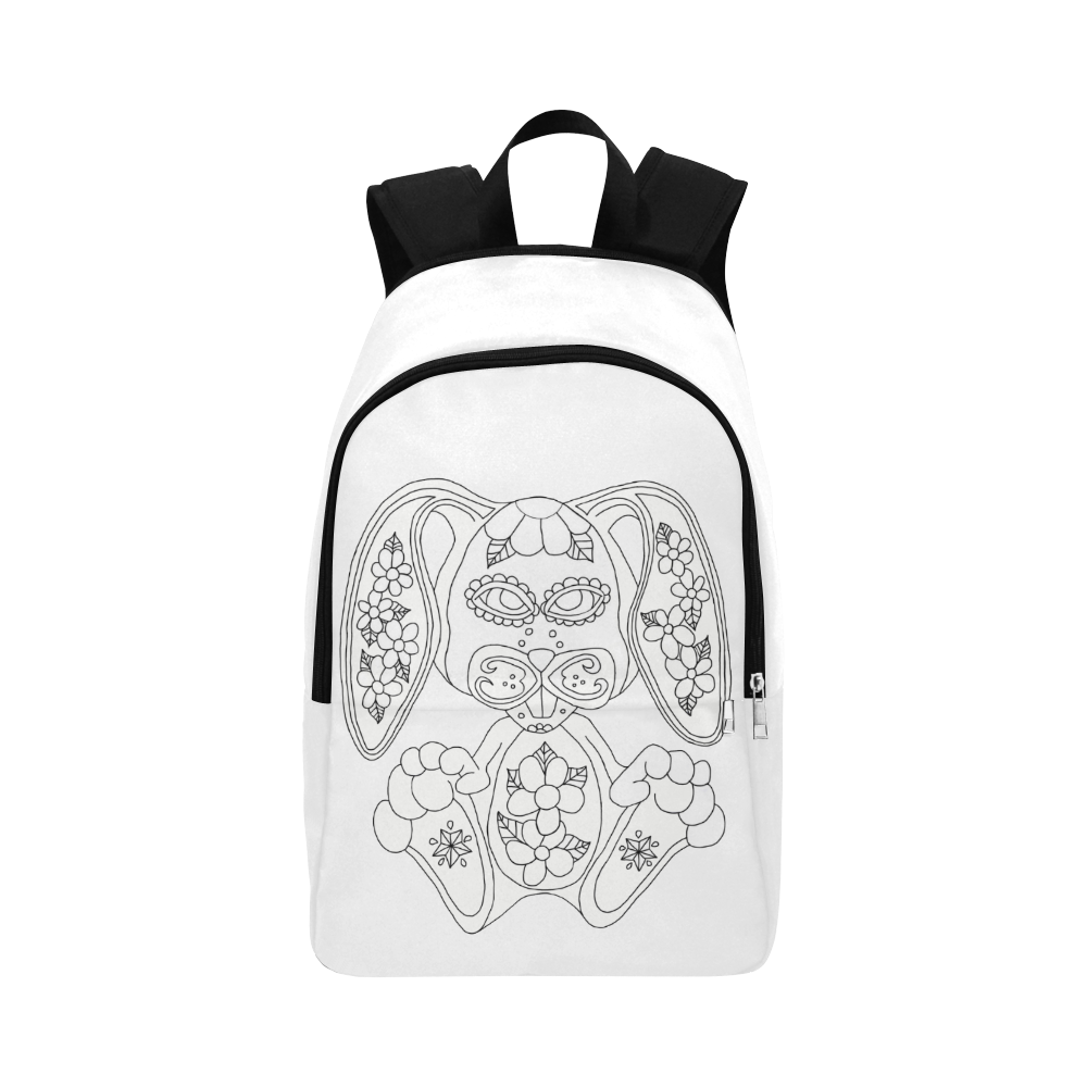 Color Me Sugar Skull Bunny White Fabric Backpack for Adult (Model 1659)