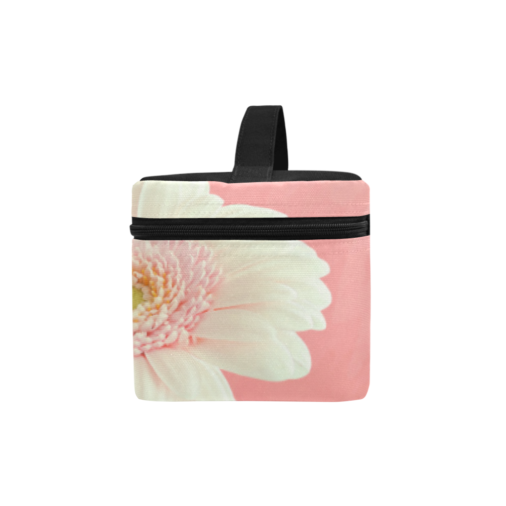 Gerbera Daisy - White Flower on Coral Pink Cosmetic Bag/Large (Model 1658)