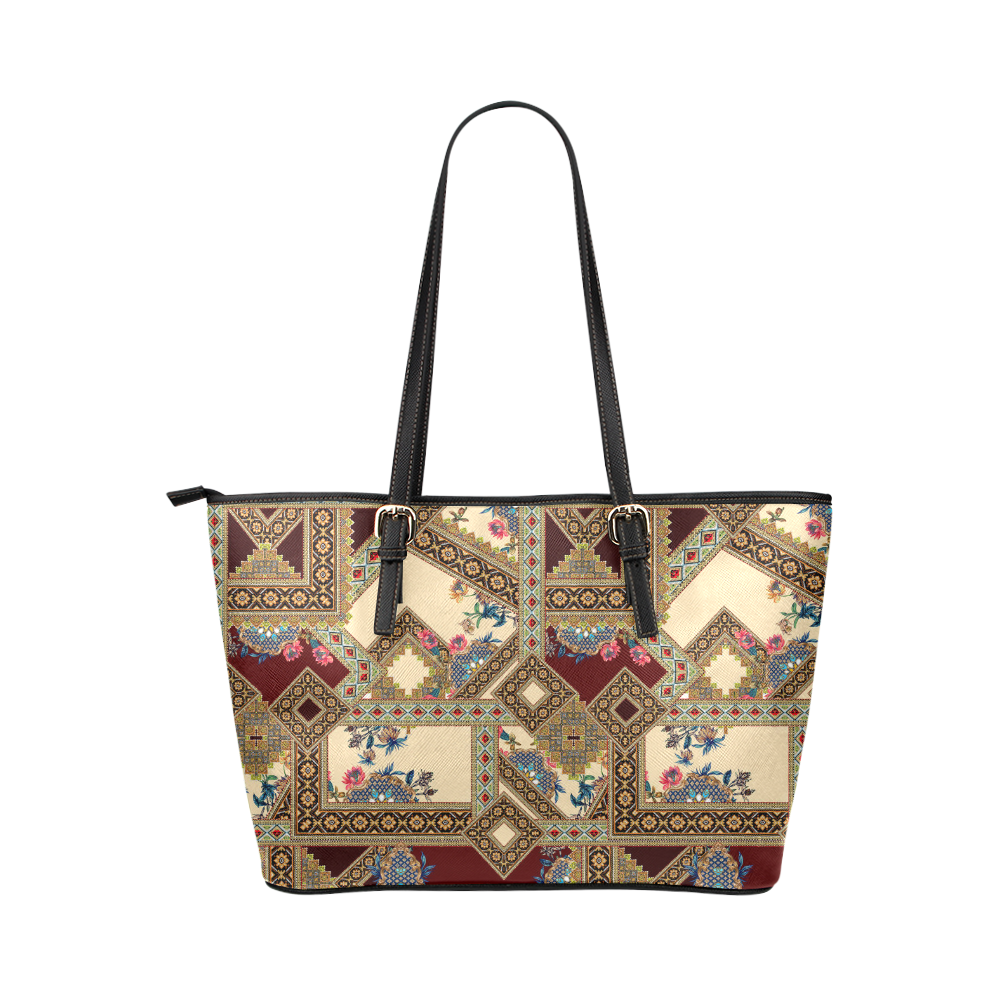 Luxury Abstract Design Leather Tote Bag/Large (Model 1651)