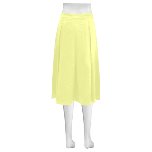 color canary yellow Mnemosyne Women's Crepe Skirt (Model D16)